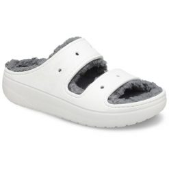 Japonki Crocs Classic Cozzzy Sandal. Białe klapki damskie Crocs, bez wzorów, z materiału, bez obcasa, bez zapięcia. Za 202.99 zł.