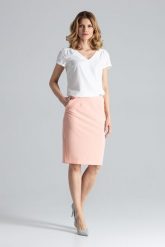 Elegancka Spódnica Tuba przed Kolano - Różowy. Czerwone spódnice damskie Figl, l, bez wzorów, z materiału, eleganckie. Za 189.00 zł.