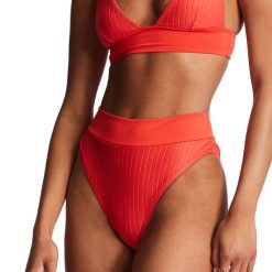 Dół od kostiumu kąpielowego Billabong Lined Up Rise. Czerwone bikini Billabong, bez wzorów. Za 109.99 zł.