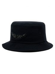 Zadig & Voltaire Kapelusz Bob Wings Patch OWHT00119 Czarny. Czarne kapelusze damskie Zadig & Voltaire, bez wzorów, z bawełny. Za 599.99 zł.