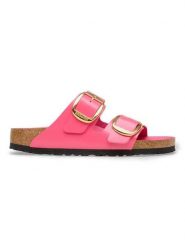 Birkenstock Skórzane klapki "Arizona Big Buckle" w kolorze różowym rozmiar: 37. Różowe klapki damskie Birkenstock, bez wzorów, z otwartym noskiem, bez obcasa, bez zapięcia. Za 550.36 zł.