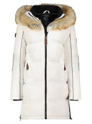 Geographical Norway Płaszcz pikowany "Beautiful" w kolorze białym rozmiar: XXL. Białe płaszcze damskie Geographical Norway, xxl, z aplikacjami, bez kaptura. Za 228.92 zł.