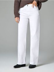Jeansy wide leg - biały. Białe jeansy damskie Sinsay, z podwyższonym stanem. Za 49.99 zł.