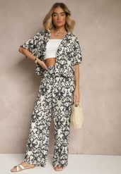Czarny Wiskozowy Komplet w Ornamentalny Print Koszula i Szerokie Spodnie Sarilsa. Czarne koszule damskie Renee, na wiosnę, l, bez wzorów, z materiału, eleganckie, bez kołnierzyka, bez ramiączek. Za 74.99 zł.
