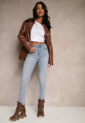 Jasnoniebieskie Jeansy Skinny z Bawełny Push-Up Carivira. Niebieskie jeansy damskie Renee, bez wzorów, z bawełny. Za 99.99 zł.