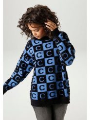 Aniston Sweter w kolorze czarno-niebieskim rozmiar: 38. Czarne swetry klasyczne damskie Aniston, bez kołnierzyka. Za 89.45 zł.