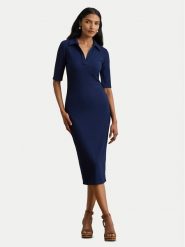 LAUREN RALPH LAUREN Sukienka dzianinowa 200973609002 Granatowy Slim Fit. Niebieskie sukienki damskie Lauren Ralph Lauren, bez wzorów, z dzianiny, bez ramiączek. Za 859.99 zł.