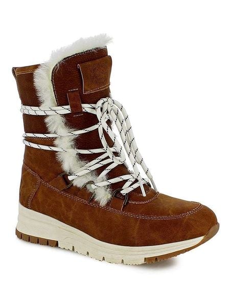 Kimberfeel Kozaki zimowe "Alyssia" w kolorze jasnobrązowym rozmiar: 39. Brązowe kozaki damskie Kimberfeel, na zimę, z materiału, z okrągłym noskiem, bez obcasa, bez zapięcia. Za 339.99 zł.