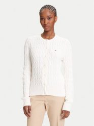 Tommy Hilfiger Kardigan WW0WW46514 Écru Regular Fit. Kardigany damskie Tommy Hilfiger, xxl, bez wzorów, z bawełny. Za 459.99 zł.