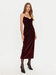 BARDOT Sukienka koktajlowa Camelia 59535DB Bordowy Slim Fit. Czerwone sukienki damskie Bardot, bez wzorów, z bawełny, wizytowe, bez ramiączek. Za 299.99 zł.