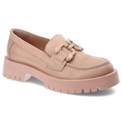 Różowe Mokasyny Venezia Stylowe Buty Damskie. Czerwone mokasyny damskie Venezia, na lato, ze skóry, bez obcasa. Za 449.00 zł.