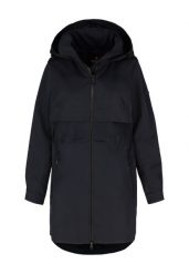 Płaszcz przejściowy J-BOLONIA. Niebieskie płaszcze damskie Volcano, na wiosnę, plus size, bez wzorów, z materiału, z kapturem. Za 359.99 zł.