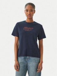 Tommy Hilfiger T-Shirt Logo Interlock WW0WW48707 Granatowy Regular Fit. Niebieskie t-shirty damskie Tommy Hilfiger, xxs, bez wzorów, z bawełny, bez kołnierzyka. Za 209.99 zł.