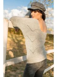 Milan Kiss Sweter w kolorze szarym rozmiar: L. Szare swetry klasyczne damskie Milan Kiss, l, z wełny, bez kołnierzyka. Za 104.99 zł.