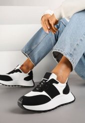 Czarne Sneakersy w Streetwearowym Stylu na Platformie Nonarisa. Czarne obuwie sportowe damskie Renee, z jeansu, bez zapięcia. Za 59.99 zł.