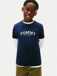 Tommy Hilfiger T-Shirt Monotype Print KB0KB10051 M Granatowy Regular Fit. Niebieskie t-shirty i koszulki chłopięce Tommy Hilfiger, bez wzorów, z bawełny, bez kołnierzyka, bez ramiączek. Za 89.99 zł.