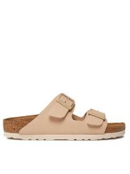Birkenstock Klapki Arizona Birko-Flor 1027723 Beżowy. Brązowe klapki damskie Birkenstock, bez wzorów, ze skóry, bez obcasa, bez zapięcia. Za 399.99 zł.