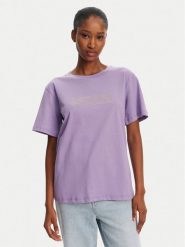 Patrizia Pepe T-Shirt 2M4422/J274-M531 Fioletowy Regular Fit. Fioletowe t-shirty damskie Patrizia Pepe, m, bez wzorów, z bawełny, bez kołnierzyka. Za 349.99 zł.