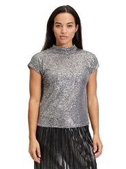 CARTOON Bluzka w kolorze szarym rozmiar: 42. Szare bluzki damskie Cartoon, bez wzorów, bez kołnierzyka, bez ramiączek. Za 104.89 zł.