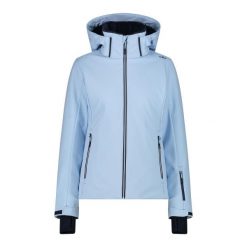 Kurtka damska narciarska CMP 34W3976. Niebieskie kurtki sportowe damskie CMP, na zimę, l, bez wzorów, z softshellu, z kapturem. W wyprzedaży za 769.99 zł.