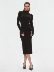 Patrizia Pepe Sukienka dzianinowa 2A2612/K002-K103 Czarny Slim Fit. Czarne sukienki damskie Patrizia Pepe, bez wzorów, z dzianiny, bez ramiączek. Za 609.99 zł.
