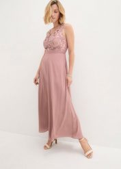 Długa sukienka z aplikacją z cekinów. Czerwone sukienki damskie bonprix, z aplikacjami, eleganckie, bez ramiączek. Za 339.99 zł.