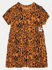 Mini Rodini Sukienka codzienna Basic Leopard 1000008213 Brązowy Regular Fit. Brązowe sukienki dziewczęce Mini Rodini, bez wzorów, z lyocellu, bez ramiączek, mini, proste. Za 129.99 zł.