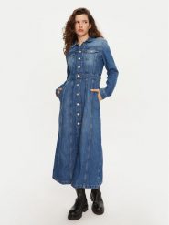 Tommy Jeans Sukienka jeansowa DW0DW19738 Niebieski Regular Fit. Niebieskie sukienki damskie Tommy Jeans, bez wzorów, z bawełny, bez ramiączek. Za 699.99 zł.