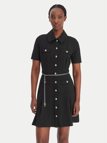 MICHAEL Michael Kors Sukienka koszulowa MR683BX667 Czarny Regular Fit. Czarne sukienki damskie MICHAEL Michael Kors, bez wzorów, z syntetyku, bez ramiączek. Za 1,099.00 zł.