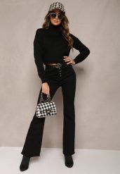 Czarne Jeansy Dzwony High Waist Bestunna. Czarne jeansy damskie Renee, z podwyższonym stanem. Za 49.99 zł.