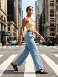 Jeansy wide leg z paskiem - niebieski. Niebieskie jeansy damskie Sinsay. Za 79.99 zł.