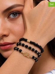 L'Atelier de Gaia Bransoletki (3 szt.) rozmiar: onesize. Czarne bransoletki damskie L'Atelier de Gaia, z mosiądzu. Za 51.95 zł.