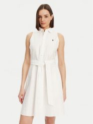 Polo Ralph Lauren Sukienka koszulowa 211906437001 Biały Regular Fit. Białe sukienki damskie Polo Ralph Lauren, bez wzorów, z bawełny, bez ramiączek. Za 679.99 zł.