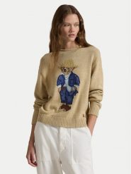 Polo Ralph Lauren Sweter 211959272001 Beżowy Relaxed Fit. Brązowe swetry klasyczne damskie Polo Ralph Lauren, xl, z bawełny, bez kołnierzyka. Za 1,469.00 zł.