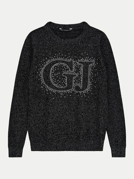 Guess Sweter J4YR00 Z3FP0 Czarny Regular Fit. Czarne swetry dziewczęce Guess, z aplikacjami, z wiskozy, bez kołnierzyka, bez ramiączek. Za 129.99 zł.