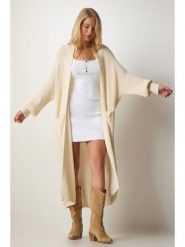 Happiness Istanbul Kardigan w kolorze kremowym rozmiar: onesize. Brązowe kardigany damskie Happiness Istanbul, bez wzorów, ze splotem. Za 108.99 zł.