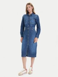 Mustang Sukienka jeansowa Emma 1016939 Niebieski Slim Fit. Niebieskie sukienki damskie Mustang, bez wzorów, z bawełny, bez ramiączek. Za 479.99 zł.