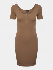Pieces Sukienka codzienna Kitte 17146324 Brązowy Slim Fit. Brązowe sukienki damskie Pieces, bez wzorów, z bawełny, bez ramiączek. Za 59.99 zł.