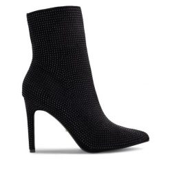 Botki DeeZee. Czarne botki damskie DeeZee, bez obcasa, na szpilce, bez zapięcia. Za 139.99 zł.