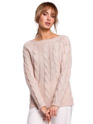 Made of emotion Sweter w kolorze beżowym rozmiar: S/M. Brązowe swetry klasyczne damskie Made Of Emotion, m, ze splotem, bez kołnierzyka. Za 127.35 zł.