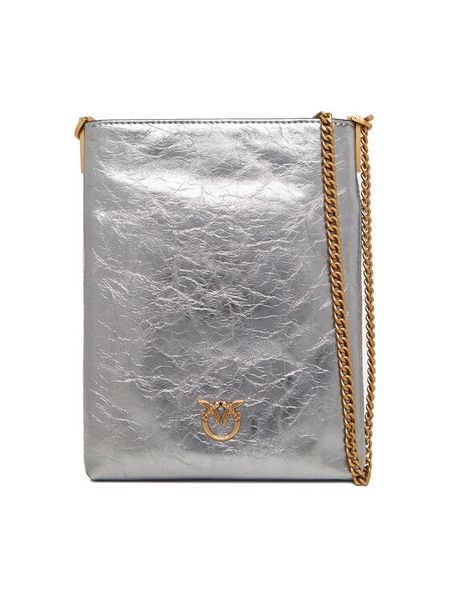 PINKO Torebka Flat Satchel AI 25-26 PCPL 105352 A2OT Srebrny. Szare torebki wieczorowe damskie Pinko, bez wzorów, ze skóry, bez dodatków. Za 1,149.00 zł.