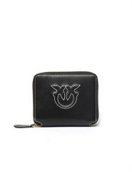 Pinko Skórzany portfel w kolorze czarnym - 12 x 10 x 3 cm rozmiar: onesize. Czarne portfele damskie Pinko, bez wzorów, z materiału. Za 479.76 zł.