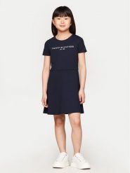 Tommy Hilfiger Sukienka codzienna KG0KG08023 Granatowy Regular Fit. Niebieskie sukienki dziewczęce Tommy Hilfiger, bez wzorów, z syntetyku, bez ramiączek, proste. Za 159.99 zł.