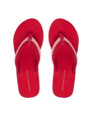 Tommy Hilfiger Japonki Th Wedge Crochet Summer Sandal FW0FW09420 Czerwony. Czerwone klapki damskie Tommy Hilfiger, bez wzorów, z materiału, bez obcasa, bez zapięcia. Za 229.99 zł.