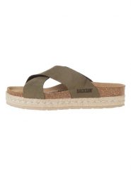 BACKSUN Klapki "Milano" w kolorze khaki rozmiar: 37. Brązowe klapki damskie Backsun, bez wzorów, z otwartym noskiem, bez obcasa, bez zapięcia. Za 123.25 zł.