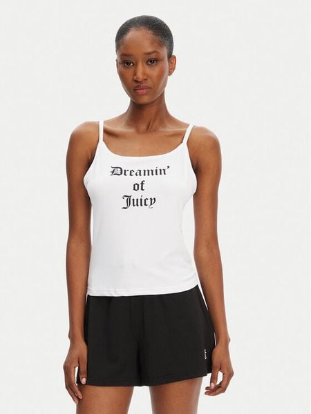 Juicy Couture Top Dream Of Vest JCLCT125505 Biały Slim Fit. Białe koszule nocne i halki Juicy Couture, bez wzorów, z syntetyku, bez ramiączek. Za 49.99 zł.