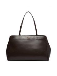 Calvin Klein Torebka Ck Croc Snap Large Tote LV04F3904G Brązowy ciemny. Brązowe shopper bag Calvin Klein, bez wzorów, ze skóry, bez dodatków. Za 749.99 zł.
