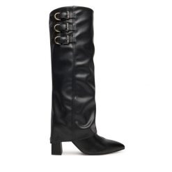 Kozaki Guess. Czarne kozaki damskie Guess, bez obcasa, na słupku, bez zapięcia. Za 1,139.00 zł.