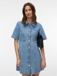 Vero Moda Sukienka jeansowa Daisy 10346217 Niebieski Standard Fit. Niebieskie sukienki damskie Vero Moda, bez wzorów, z bawełny, bez ramiączek. Za 199.99 zł.