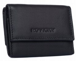 Portfel damski Rovicky R-20-LFN czarny. Czarne portfele damskie ROVICKY, bez wzorów, ze skóry. Za 45.00 zł.
